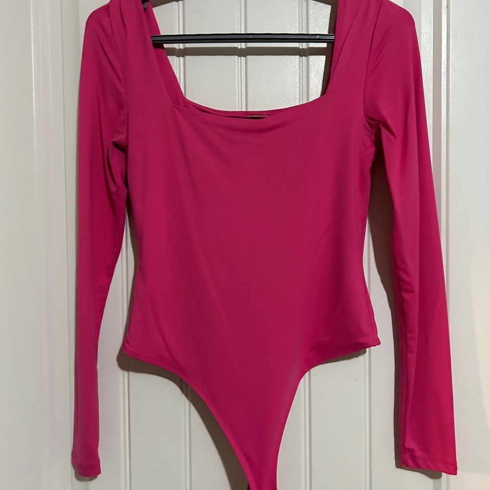 Psuedio Hot Pink Long Sleeve bodysuit